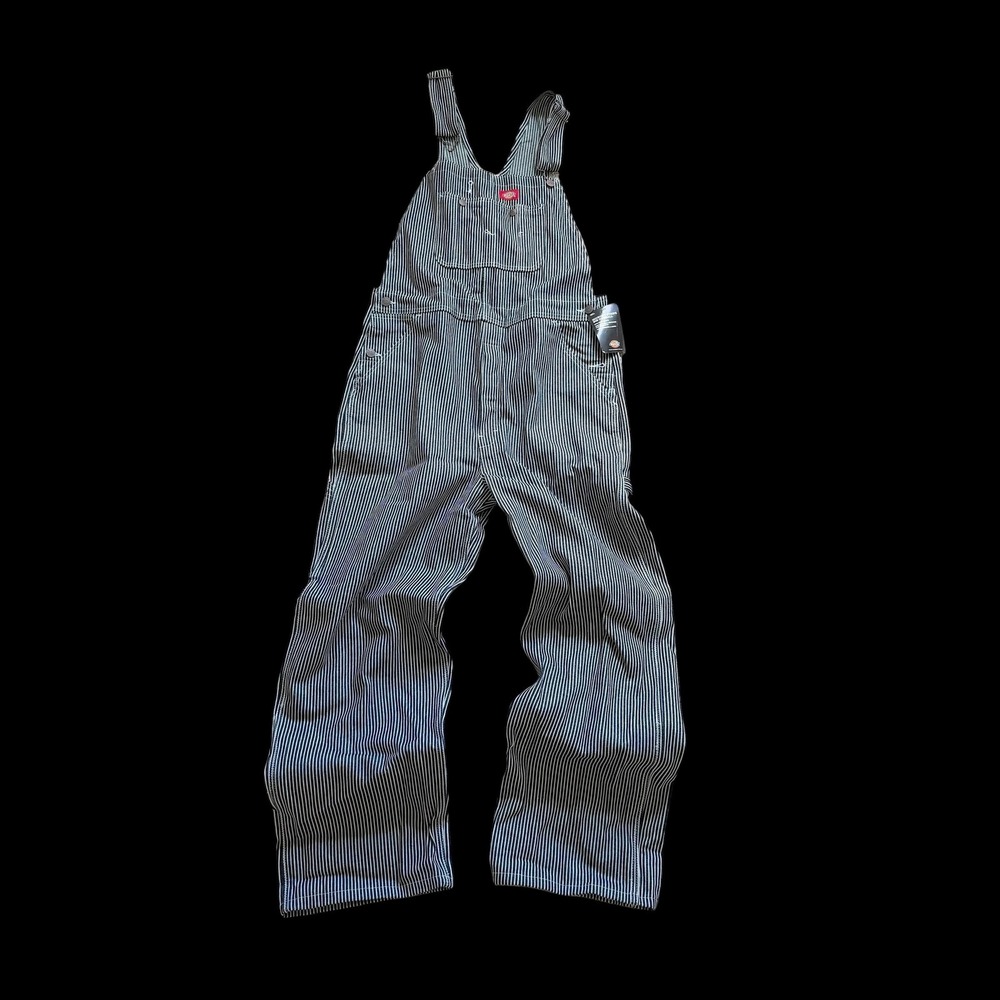 Dickies Mens Hickory Stripe Bib Overalls Blue White 36x30